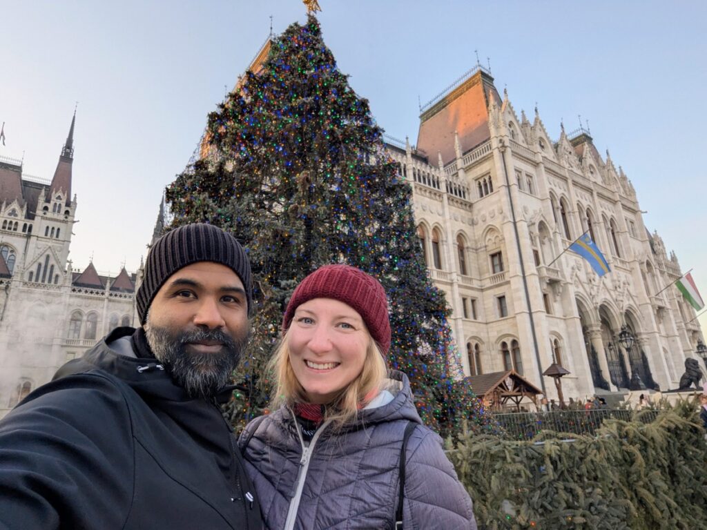 Budapest Hungarian Parliament Building at Christmas Time